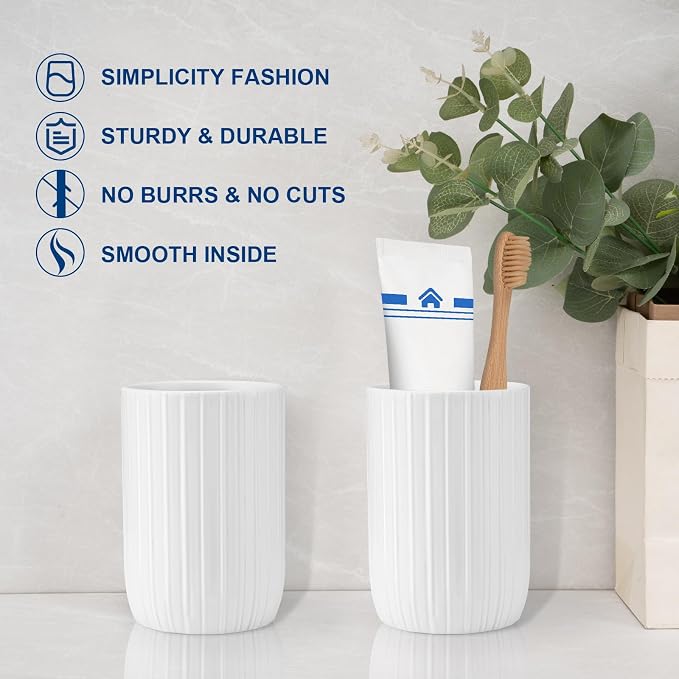 Bathroom Tumbler Cup Ceramic 2Pcs 12.6oz Reusable Toothbrush Cup 375ml - Image 6