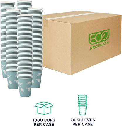 ECO PRODUCTS Compostable Disposable World Art 12oz Large Coffee Cups, Case of - Image 2