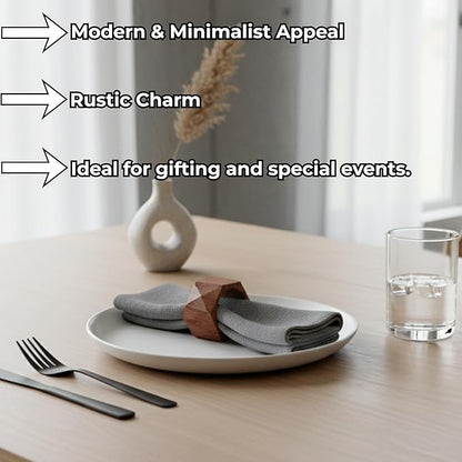 Handmade Wood Napkin Ring Set of 12 for Dining, Anniversary, Birthday, Christmas Napkin Ring for Home and Kitchen Décor Festive Party Gift Farmhouse for Table Decorations (Brown) - ALPHA Living HOME