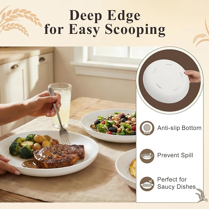 Wheat Straw Plates 11 Inch, Unbreakable & Reusable Plastic Plates Set of 8 - Image 5