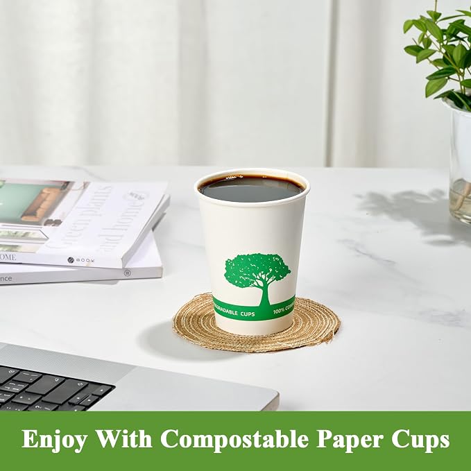 Vplus 270 Pack Compostable Paper Cups, 12 oz Paper Coffee Cups | Biodegradable - Image 7