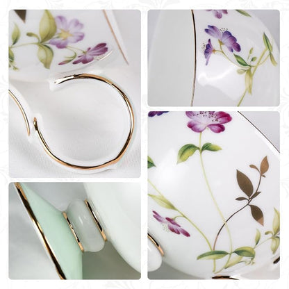 KAMMAK Tea Cups Set of 2, Ceramic Floral Pattern Demitasse Cup | Porcelain - Image 3