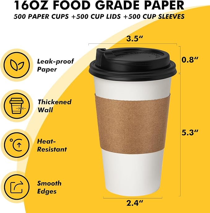 RACETOP 16 oz 100 Pack Coffee Cups - Image 2
