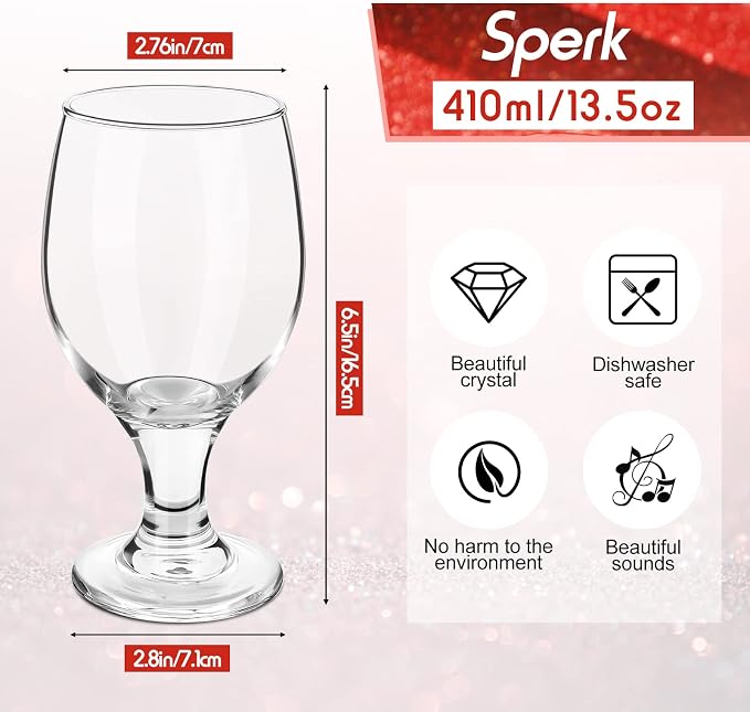 Patelai Set of 24 Water Goblet, 13.5 oz Clear Drinking Glasses Bulk Dishwasher - Image 2