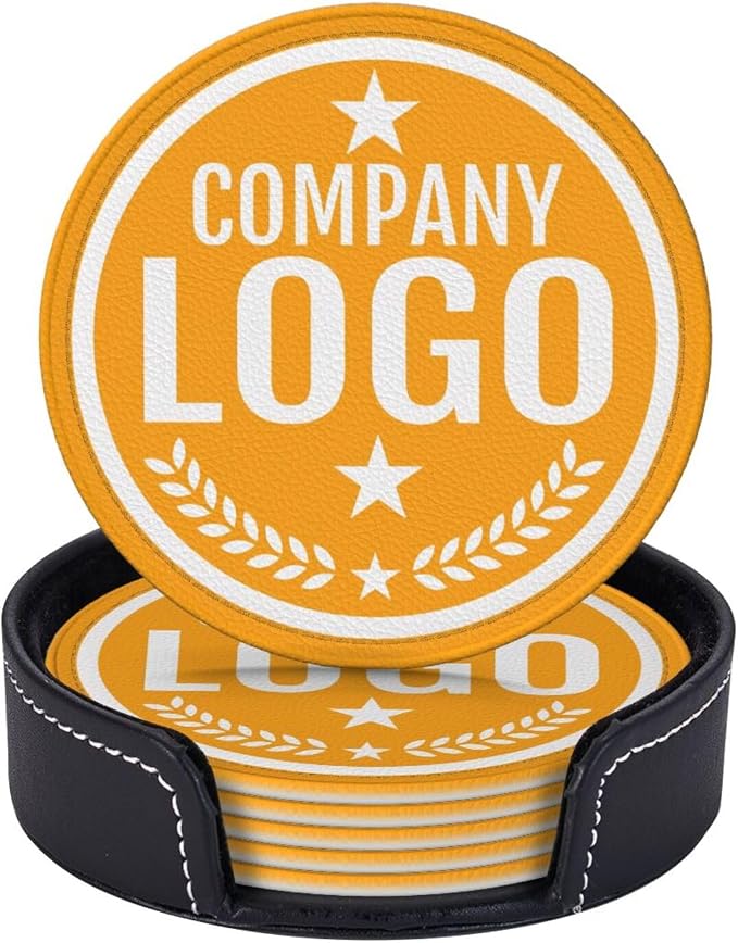 Custom Leather Coasters with Logo by Handmade
