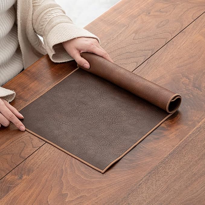 Waterproof PU Leather Table Runner, 20×39 Inch Vintage Coffee/Tea Mats - Image 7