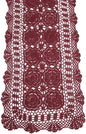 Cotton Handmade Crochet Lace Table Runner Wine Red Rectangle Coffee Table by KEPSWET