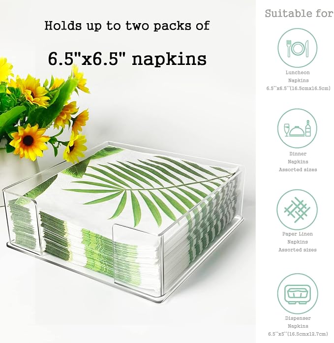 Square Acrylic Napkin Holder for Table Clear Servilletero for Paper Napkin | - Image 4