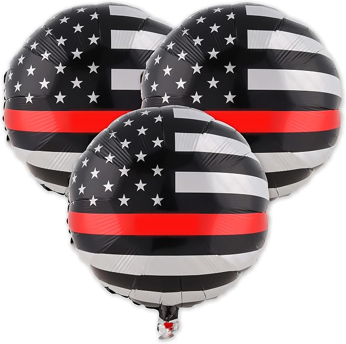 Thin Red Line Balloons-3 Pack-18 Inch-Firefighter EMT Mylar-Havercamp | Set of by Havercamp