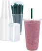 32 oz Clear Plastic Cups with Lids and STRAWS, Disposable Drinking Cups by Cappatua