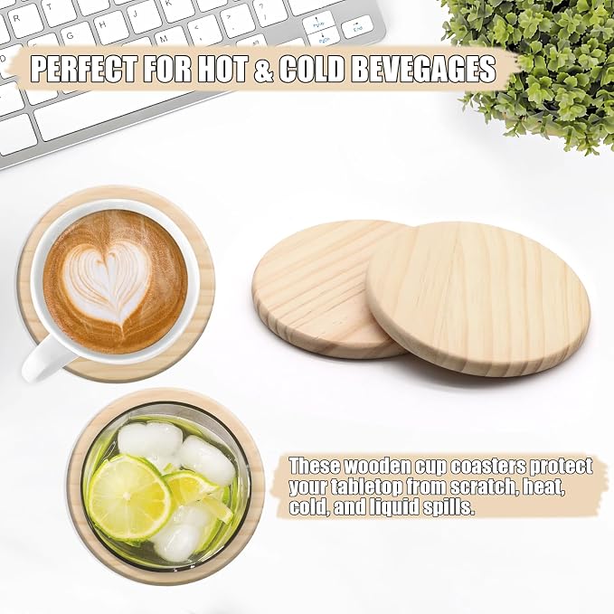 24 Pack 4 Inch Unfinished Round Wood Coasters - Image 7