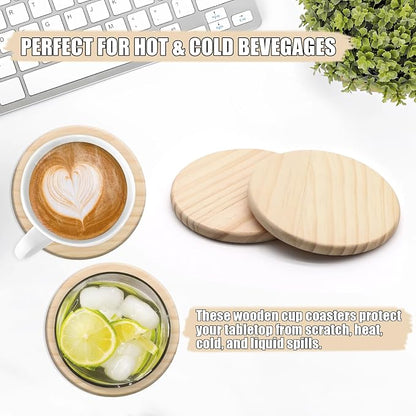 24 Pack 4 Inch Unfinished Round Wood Coasters - Image 7