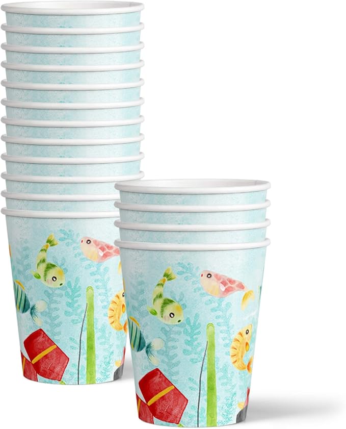 Little Fisherman Fishing Birthday Party Supplies Set Plates Napkins Cups - Image 3