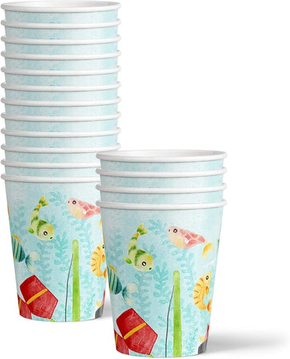 Little Fisherman Fishing Birthday Party Supplies Set Plates Napkins Cups - Image 3