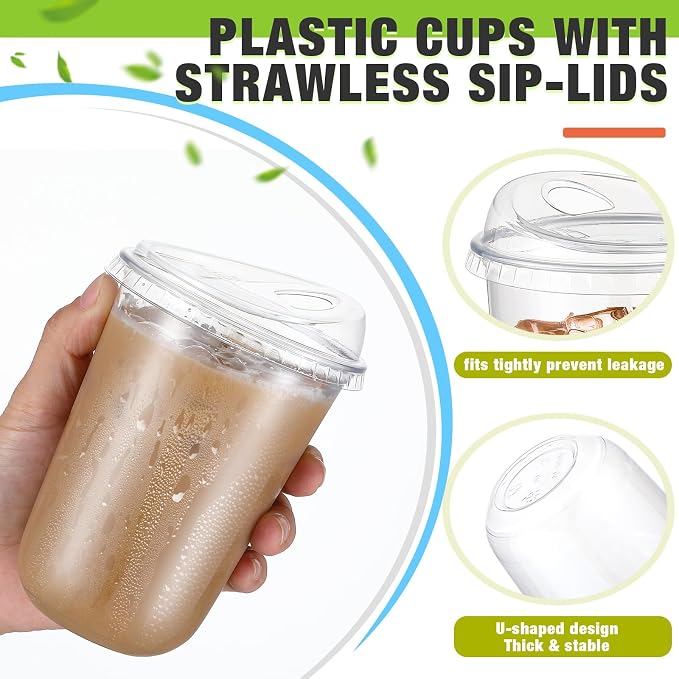 Ziliny 50 Sets Clear Plastic Coffee Cups - Image 4
