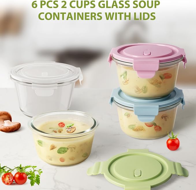 2 Cup/16oz Round Glass Meal Prep Containers - Image 7
