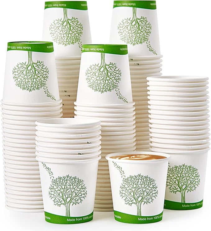 ECOLipak 500 Count 4 oz Compostable Paper Cups, Disposable Paper Coffee Cup | by ECOLipak