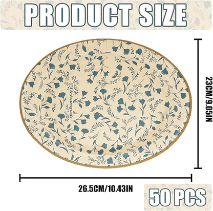 Oval Disposable Paper Plates 50 Count, Heavy Duty Disposable Plates Dinner Plate Microwavable Plates For Everyday Breakfast, Lunch & Dinner Meals (Floral Pattern)