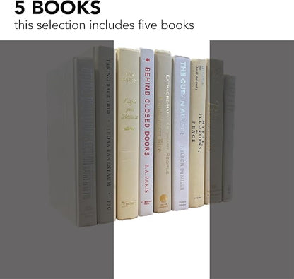 Real Books by Color® (Set of 5, White Cream) Decorative Bookshelf Home Decor Shelf Styling Photo Prop
