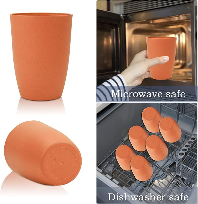 Wrova Wheat Straw Cups 6 PCS Good Alternative to Plastic Reusable Cups 20 oz - Image 5