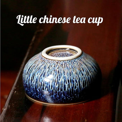 Tenmoku Ceramic Tea Cup with Dragon, 3 oz Chinese Small Teacup | Handmade - Image 3
