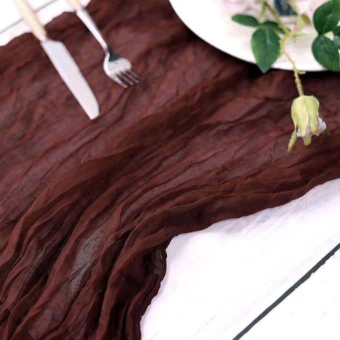 Efavormart 10ft Burgundy Cheesecloth Table Runner - Image 6