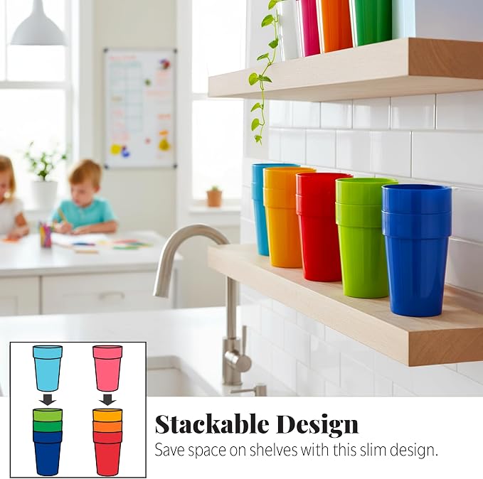 US Acrylic Spectrum Unbreakable Plastic 10 ounce Stackable Juice Tumblers in 8 - Image 3