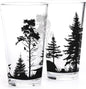 Black Lantern Nature Themed Pint Glasses Set of 2 – Pint Glasses in Unique Designs for Craft Beer Enthusiasts - (Set of Two 16oz. Glasses) - Beer Glasses for Nature Lovers (Mountain Camping)