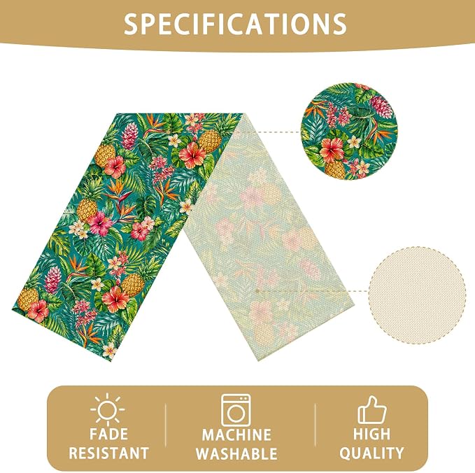 Tropical Pineapple Table Runner Burlap Kitchen Dining Linen Table Decoration - Image 5