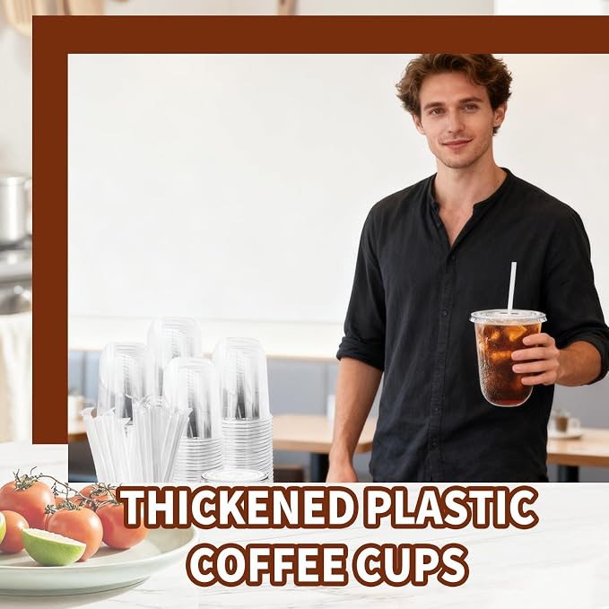 Alaeseje 100 Pack 16 oz Clear Plastic Iced Coffee Cups - Image 6