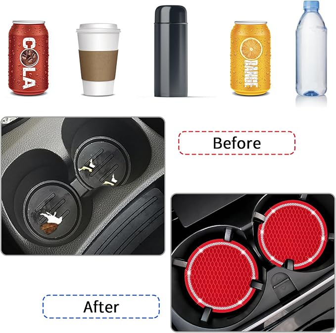Car Coasters, 4 Pack Vehicle Bling Car Coaster, Universal Rhinestone Coaster - Image 4