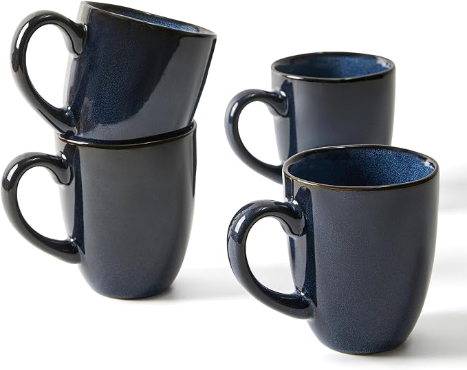 Pokini Coffee Mug 15 oz, Ceramic Coffee Mugs Set of 4, Reactive Glaze Mug by Pokini