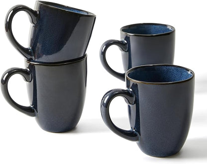 Pokini Coffee Mug 15 oz, Ceramic Coffee Mugs Set of 4, Reactive Glaze Mug by Pokini