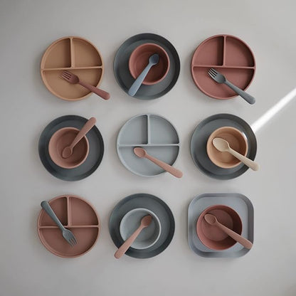mushie Flatware Fork and Spoon Set For Kids | Made in Denmark (Smoke)