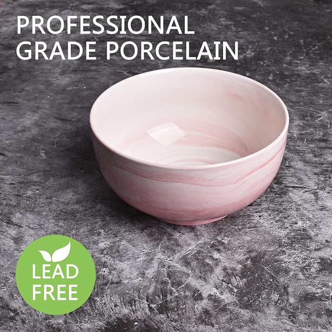 Marbling Ceramic Soup Bowl Set of 4, 33 Oz, Dishwasher and Microwave Safe - Image 3