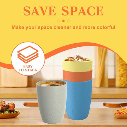 Homienly Drinking Glasses & Shatterproof Cups Set of 4 | Premium Wheat Straw - Image 4