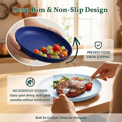 Dessert Plates Set of 8-8 inch Plate Set Wheat Straw Plates - Image 4