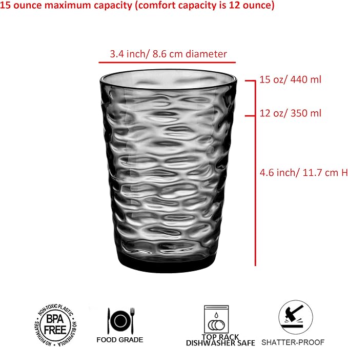 14-ounce and 20-ounce Plastic Tumblers, Acrylic Drinking Glasses, Shatter-Proof - Image 2