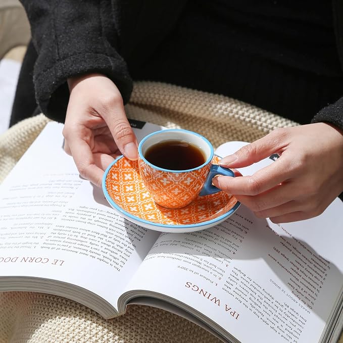 Selamica Ceramic 2 oz Espresso Cups, Small Expresso Coffee Cup Set - Image 2