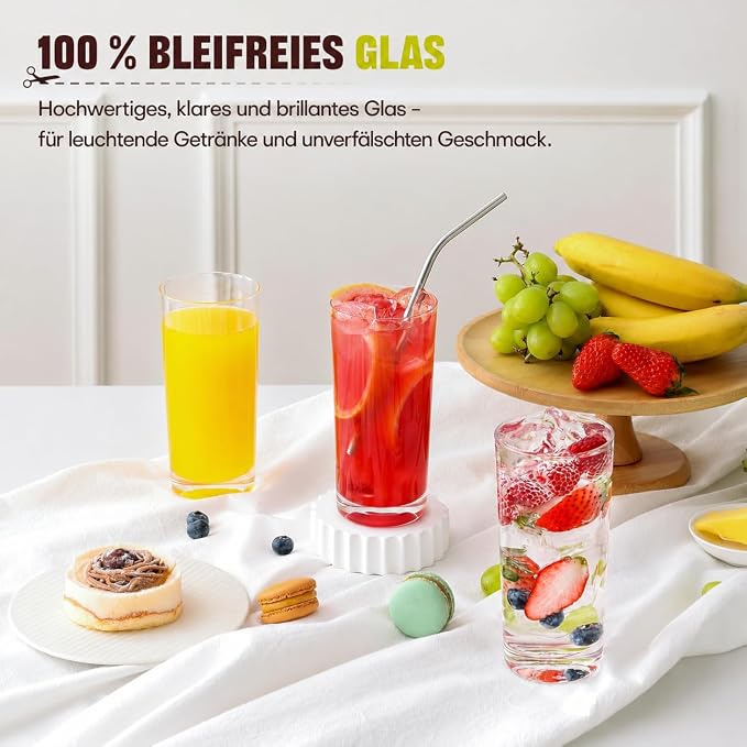 Highball Glasses Set of 6, 16oz Tall Drinking Glasses, Water Glass - Image 3