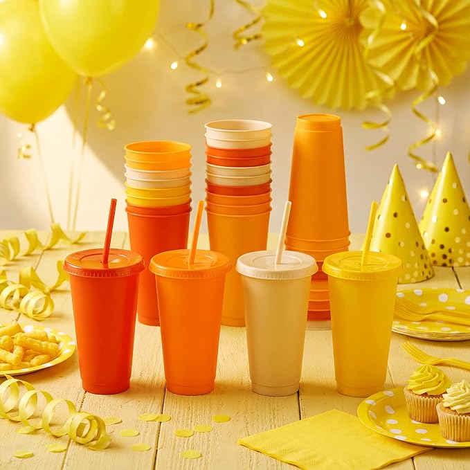Skylety 12 Pcs Orange Plastic Cups - Image 4