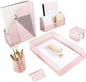 BLU MONACO Pink Desk Organizer Set | 6-Piece Metal Desktop Accessories | Mail by Blu_Monaco