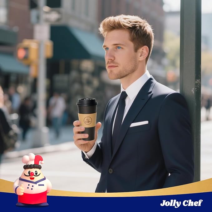 JOLLY CHEF 100 Count 20 oz Black Paper Coffee Cups - Image 7