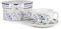 STP GOODS Blue Flowers Bone China Cup and Saucer Set in Gift Box by STP-Goods