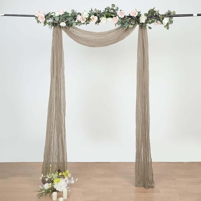 Efavormart 20ft Natural Beige Gauze Cheesecloth Wedding Arch Drapery Fabric - Image 8