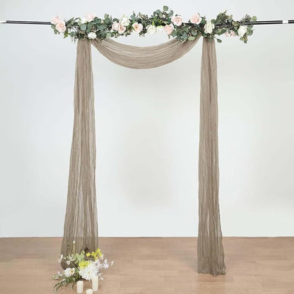 Efavormart 20ft Natural Beige Gauze Cheesecloth Wedding Arch Drapery Fabric - Image 8