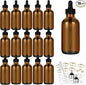 CycleMore 16 Pack (120 ml) 4 oz Amber Glass Boston Bottles with Glass Eye Droppers, Dropper Bottles for Essential Oils & Lab Chemicals & More Liquids Ideal for Mom & Friends