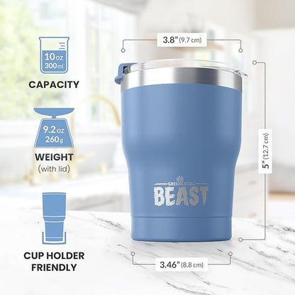 Beast 10 oz Tumbler Stainless Steel Vacuum Insulated Coffee Ice Cup Double Wall Travel Flask (Stormy Sky)