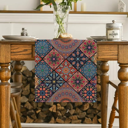 Artoid Mode Boho A Bohemia Style Table Runner, Vintage Rustic Farmhouse Kitchen - Image 2