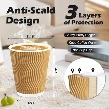 Lamosi 100 Pack Coffee Cups 8 oz, Disposable Paper Coffee Cups No Lids | - Image 2
